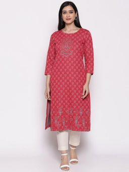 Biba - Crimson Red Poly Cotton Kurti