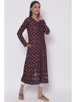 Biba - Plum Printed Kurta And Inner (Set of 2)