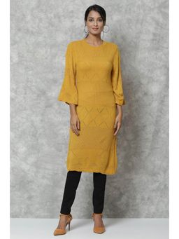 Biba - Yellow Straight Acrylic Kurtas