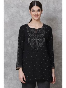 Biba - Black Straight Poly Metallic Tunic