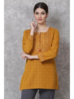 Biba - Mustard Straight Poly Metallic Tunic