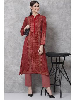 Biba - Red Straight Acrylic Kurtas
