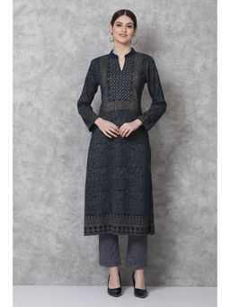 Biba - Teal Straight Acrylic Kurtas