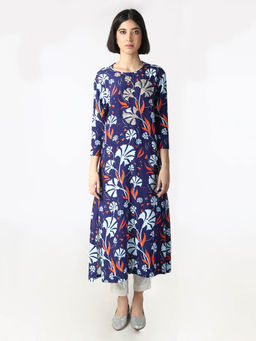 Saksham & Neharicka - Saksham And Neharicka Ink Blue Printed Kurta