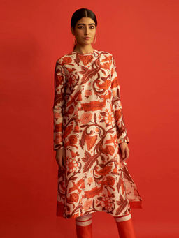 Saksham & Neharicka - Red And White Printed Kurta