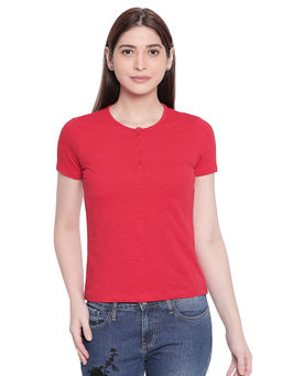 Spykar - Red Solid Round Neck T-Shirt