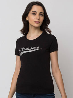 Spykar - Black Printed T-Shirt