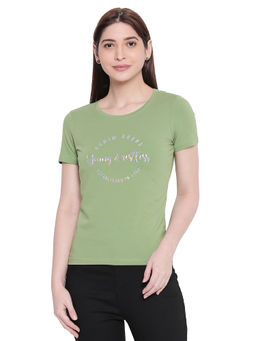 Spykar - Green Printed Regular Fit T-Shirt