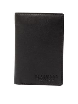 Teakwood - Men Black Genuine Leather Solid Three Fold Wallet