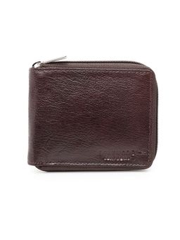 Teakwood - Men Brown Solid Genuine Leather Zip Around Wallet