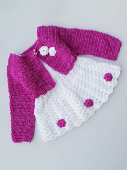Woonie - Handmade Crochet Purple Frock with Jacket (Set of 2)
