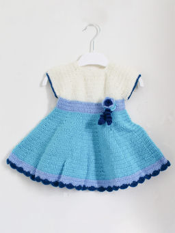 Woonie - Handmade Crochet Blue and White Frock