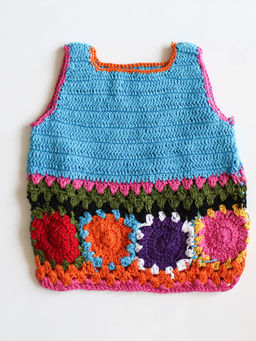 Woonie - Handmade Crochet Blue Crop Top for Girls