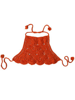 Woonie - Handmade Crochet Orange Halterneck Crop Top for Girls