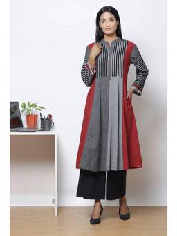 Biba - Black Straight Cotton Fusion Wear 2 Piece Set
