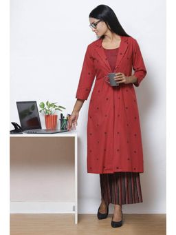 Biba - Terracotta Straight Cotton Fusion Wear 3 Piece Set