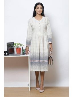 Biba - Off White Flared Cotton Kurtas (Set of 2)