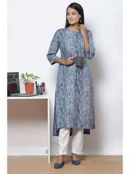 Biba - Indigo Straight Rayon Flax Kurtas (Set of 2)