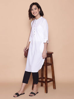 Biba - White Cotton Kurta