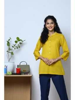 Biba - Mustard Cotton Flax Kurti