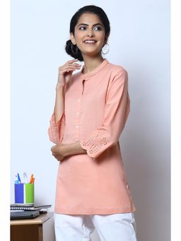 Biba - Peach Cotton Flax Kurti