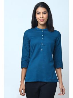 Biba - Teal Cotton Flax Kurti