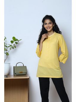 Biba - Yellow Cotton Flax Kurti