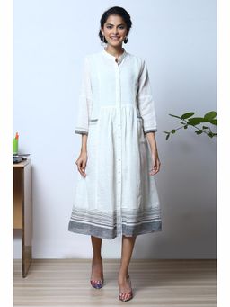 Biba - White Cotton Kurta Dress and Inner (Set of 2)
