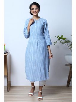 Biba - White and Blue Cotton Kurti