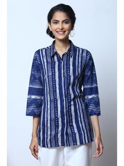 Biba - Indigo Cotton Shirt with Mask (Set of 2)