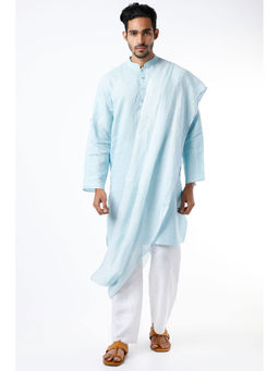 Wendell Rodricks - Pale Blue Long Kurta With Drape