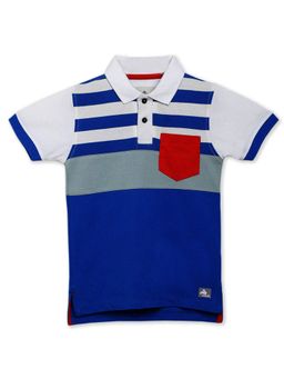 CHERRY CRUMBLE BY NITT HYMAN - Blue White Cut & Sew Sailors Polo Tshirt