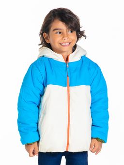 CHERRY CRUMBLE BY NITT HYMAN - Blue Cream Color Block Eskimo Reversible Hooded Jacket