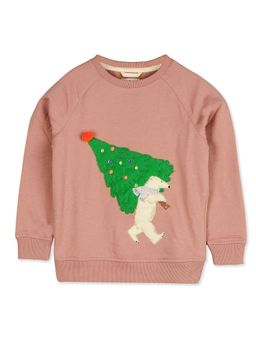 CHERRY CRUMBLE BY NITT HYMAN - Peach Knitted Fuzzy Christmas Sweatshirt