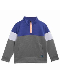 CHERRY CRUMBLE BY NITT HYMAN - Blue Sporty Half-Zipper Sweatshirt