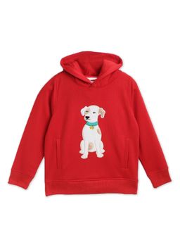 CHERRY CRUMBLE BY NITT HYMAN - Red Animal Applique Hoodie Sweatshirt