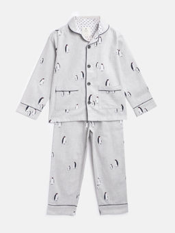 CHERRY CRUMBLE BY NITT HYMAN - Grey Animal Printed Nightsuit (Set of 2)