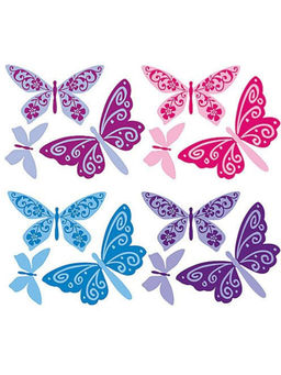 Wallies USA - Flutterbyes Wall Art (4 Sheets)