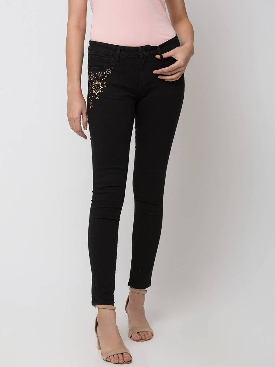 Buy Spykar Black Printed Jeans Online 