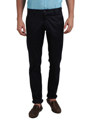 Buy Parx Black Solid Trousers Online