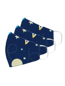 Tossido - 2-7 Yrs. KIDS 3 Ply Premium Cotton Printed Masks Pack of 3 - Royal Blue