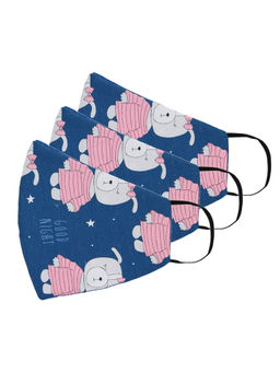 Tossido - 2-7 Yrs. KIDS 3 Ply Premium Cotton Printed Masks Pack of 3 - Blue