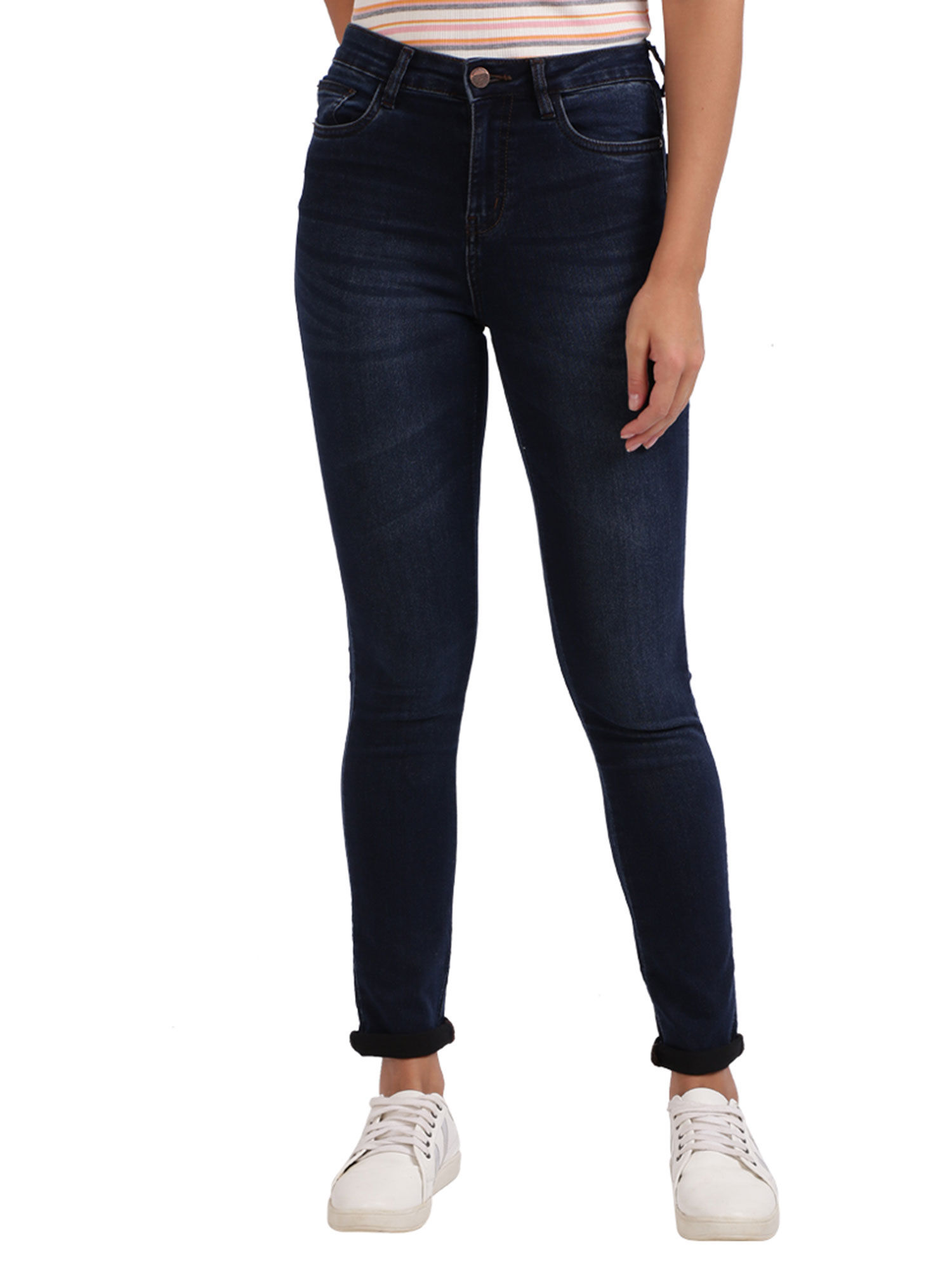 Buy Park Woman Dark Blue Jeans Online 