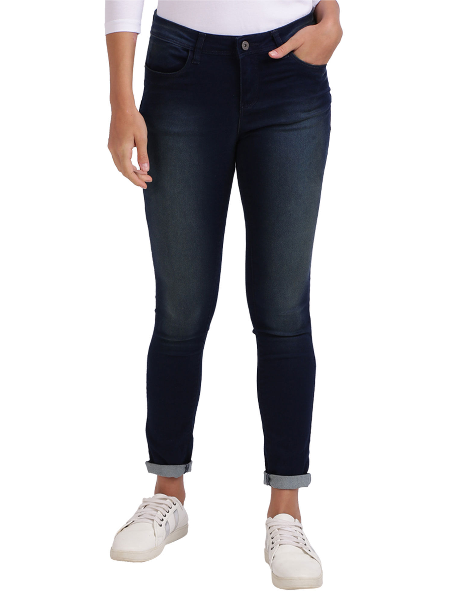 Buy Park Woman Dark Blue Jeans Online 