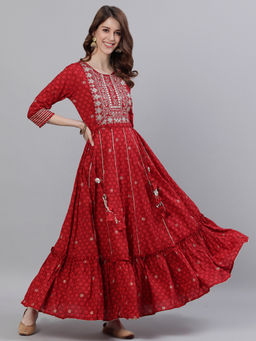 ISHIN - Red Mirror Work Kurta