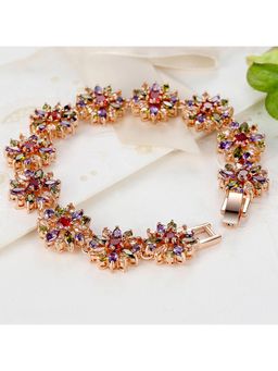 Yellow Chimes - Swiss Cubic Zirconia Rose Gold Plated Chain Bracelet