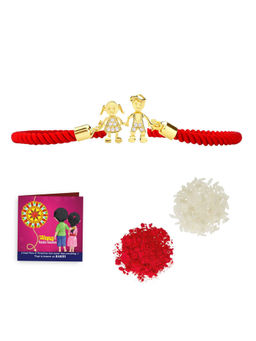 Yellow Chimes - Brother-Sister Childhood Charm Gold-Plated Rakhi for Men