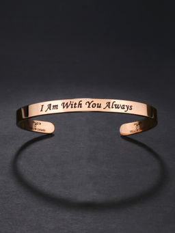 Yellow Chimes - Rose Gold Karma Bands Inspirational Message Engraved Stainless Steel Cuff Bracelet