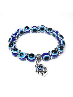 Yellow Chimes - Exclusive Evil Eye Beads Stretchable Hand Charm Blue Bracelet