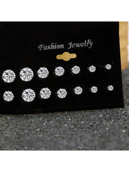 Yellow Chimes - Assorted Silver Stud Earrings (Pack of 7)